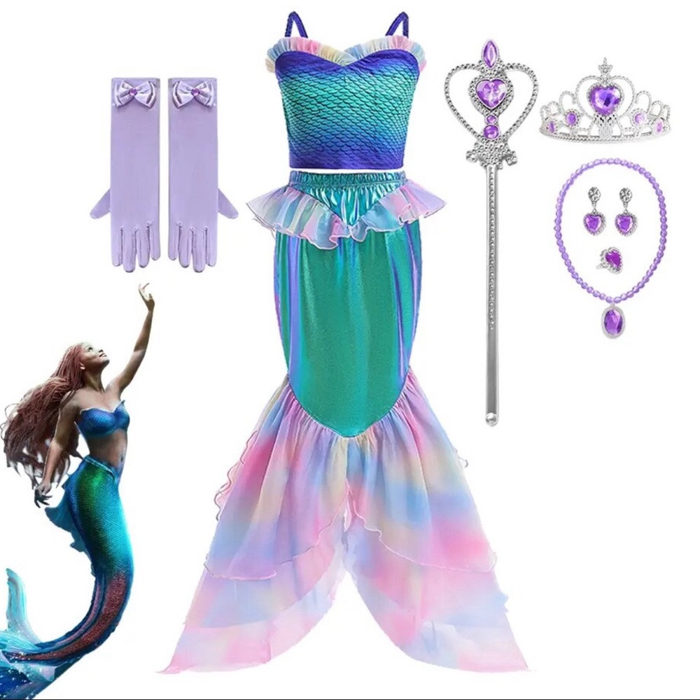 New Movie Mermaid Ariel Costume, Birthday Party Gift, Princess Cosplay D…